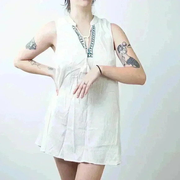 ROXY White Sleeveles Tunic Mini Dress - S - Picture 5 of 8
